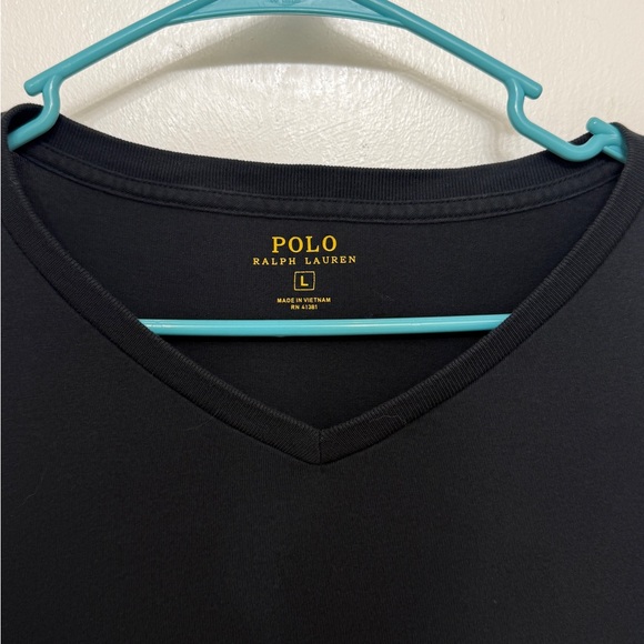 Polo Ralph Lauren Men’s Black V Neck Long Sleeve Shirt Size L 20*26 Red Pony - Picture 3 of 9